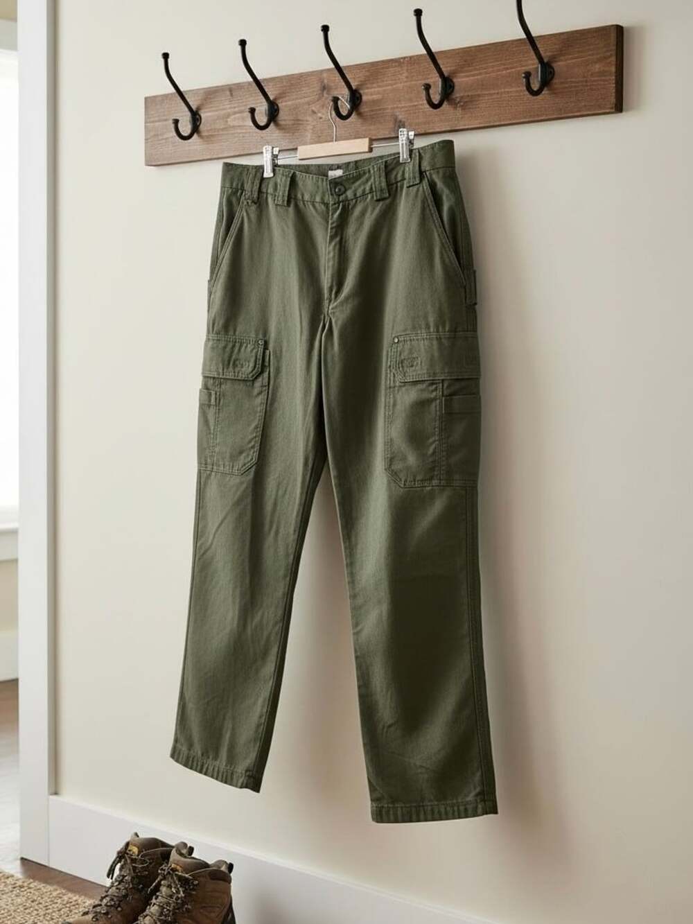 Duluth Trading Co Fire Hose Relaxed Fit Olive Green Cargo Pants Men’s 38x34